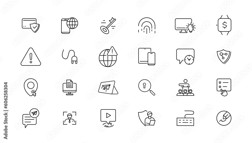 Information technology line icons collection. Big UI icon set in a flat design. Thin outline icons pack. Vector illustration