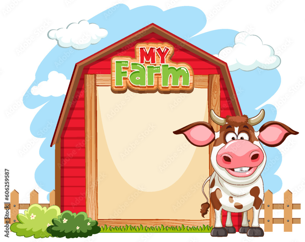 Obraz premium Cow with empty banner templae