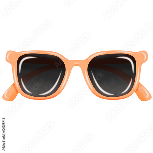 Orange sunglasses watercolor .	
