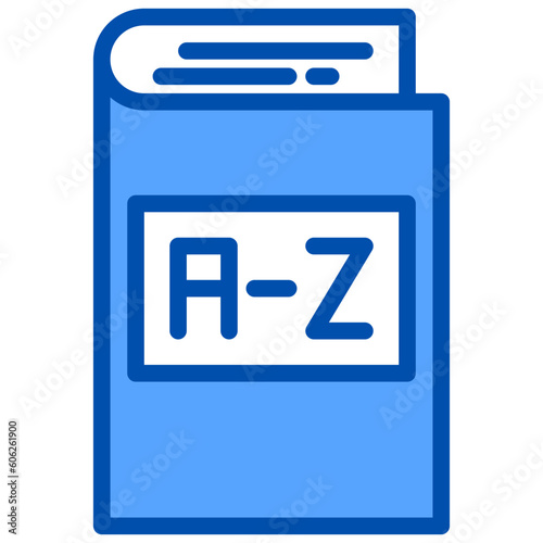 Dictionary blue outline icon