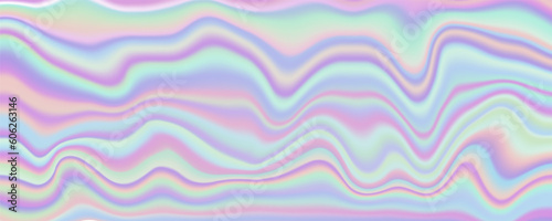 Hologram texture background. Iridescent striped gradient. Neon rainbow pastel foil. Unicorn pearl wallpaper. Vector