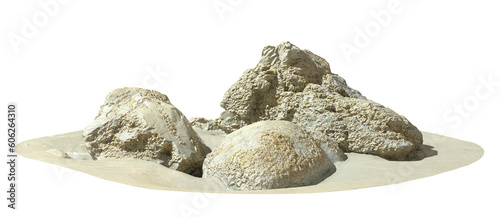 Cutout stones reef ragged on beaches 3d render png