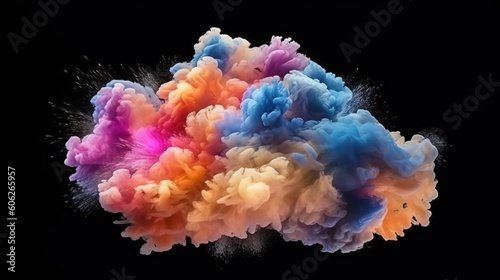A Colorful Cloud on a Black Background. Generative ai