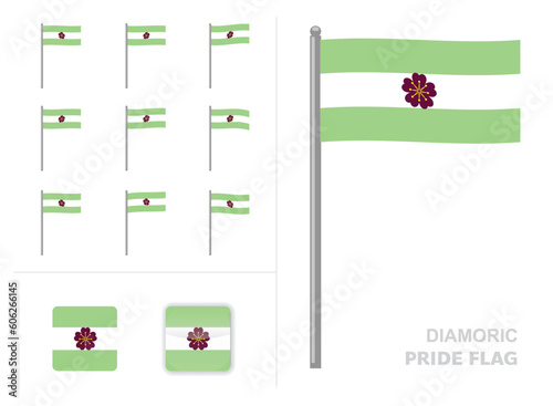 Diamoric Pride Flag Waving Animation App Icon Vector photo
