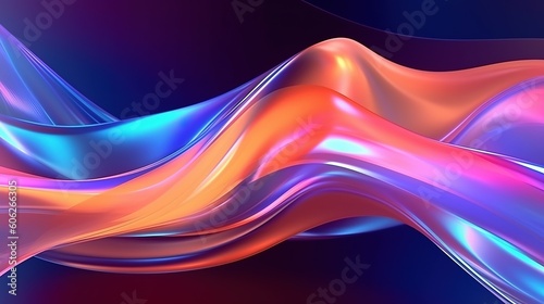 Vibrant Neon Holographic Twisted Wave in Motion. Generative ai