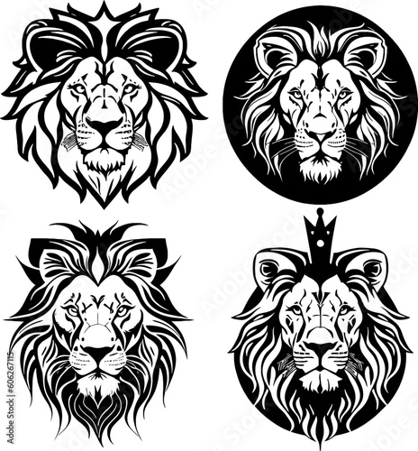 lion head logo vector stencil set