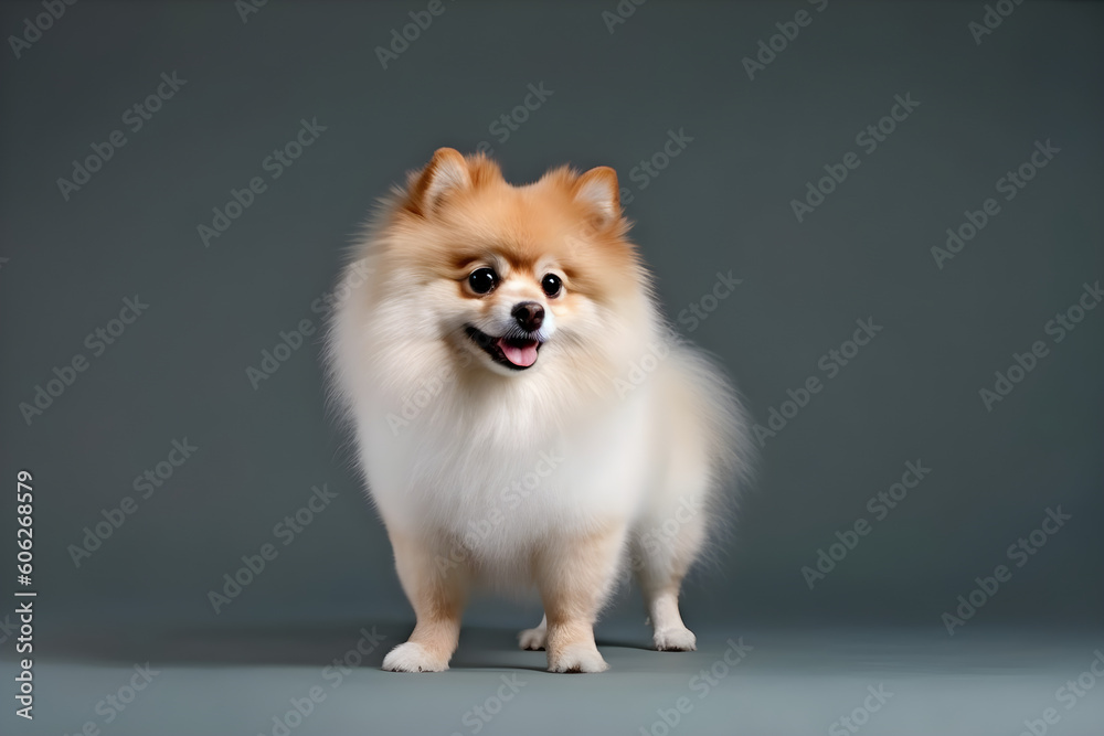 Cute Pomeranian dog portrait studio shot