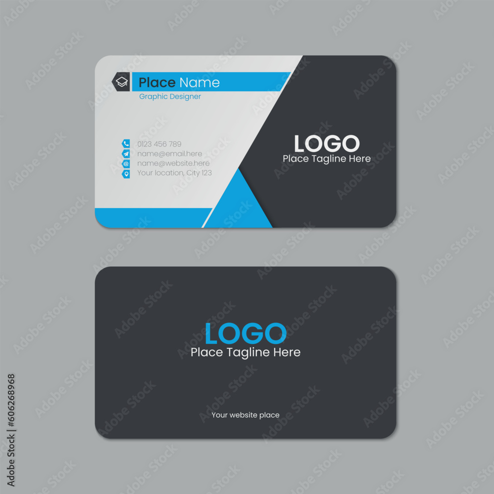Business card template design with texture and pattern, visiting card, name card, Print ready double sided clean fresh and modern corporate business card layout with mockup
