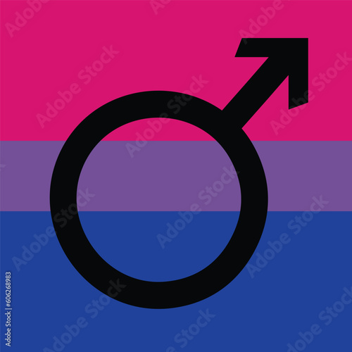 Male gender symbol. Vector illustration on a colored background. 