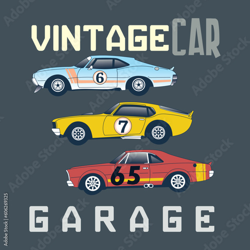 Vintage Car Garage Vector Design
