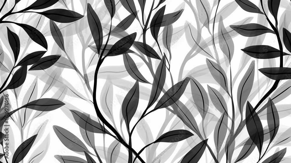Monochrome elegant pattern with leaves and stripes. Monochrome elegant pattern with leaves and stripes.