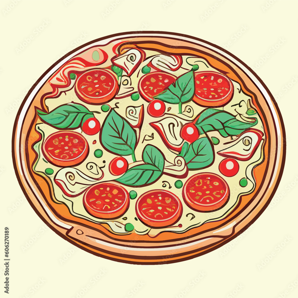 pizza with salami and vegetables pizza with salami and vegetables