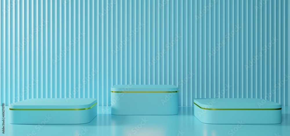 blue podium with spotlight in the blue room.3d rendering. blue podium with spotlight in the blue room.3d rendering.