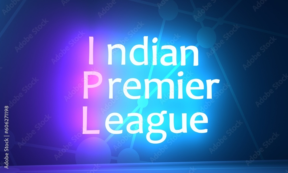 IPL - Indian Premier League acronym. Neon shine text. 3D Render IPL - Indian Premier League acronym. Neon shine text. 3D Render