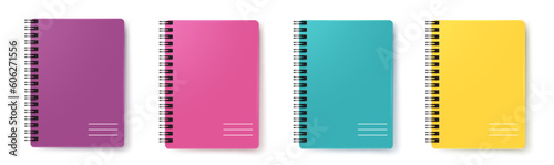 Notebook set vector design. Notebook and write pad educational elements isolated in white background. Vector illustration workbook planner collection.