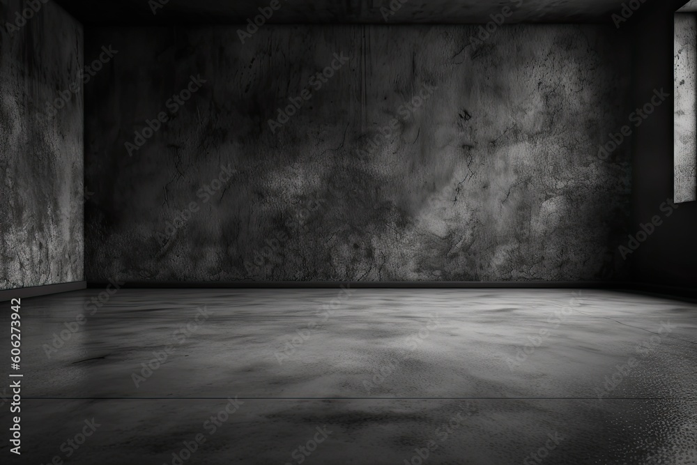 Dark black and gray abstract cement wall and interior textured studio room for product display. Wall background Dark black and gray abstract cement wall and interior textured studio room for product display. Wall background