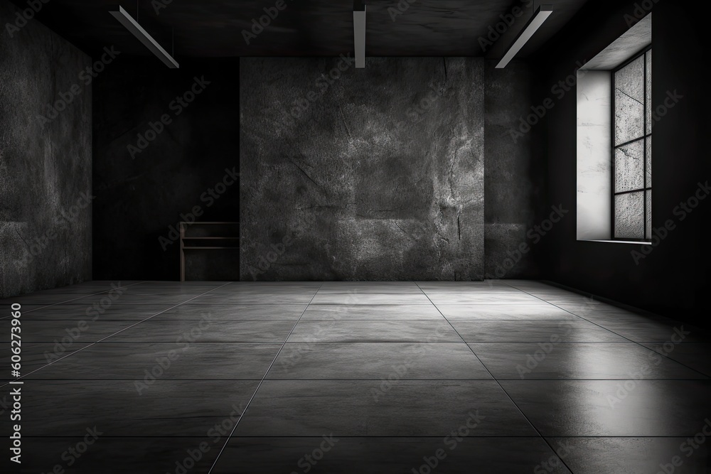 Dark black and gray abstract cement wall and interior textured studio room for product display. Wall background Dark black and gray abstract cement wall and interior textured studio room for product display. Wall background