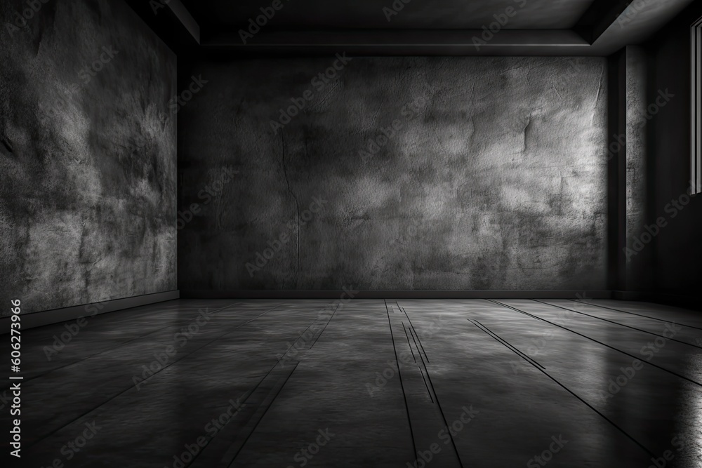 Dark black and gray abstract cement wall and interior textured studio room for product display. Wall background Dark black and gray abstract cement wall and interior textured studio room for product display. Wall background