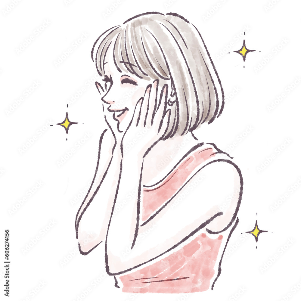 美肌 / うきうき / るんるん / ときめき / ピカピカ / キラキラ / 嬉しい / 喜ぶ / ハッピー / 幸せ / お肌の調子が良い / 美白 / アンチエイジング / 恋 / キュン / わーい / 女性 / 女の子 / イラスト素材 美肌 / うきうき / るんるん / ときめき / ピカピカ / キラキラ / 嬉しい / 喜ぶ / ハッピー / 幸せ / お肌の調子が良い / 美白 / アンチエイジング / 恋 / キュン / わーい / 女性 / 女の子 / イラスト素材