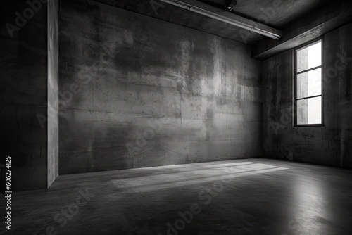 Dark black and gray abstract cement wall and interior textured studio room for product display. Wall background 