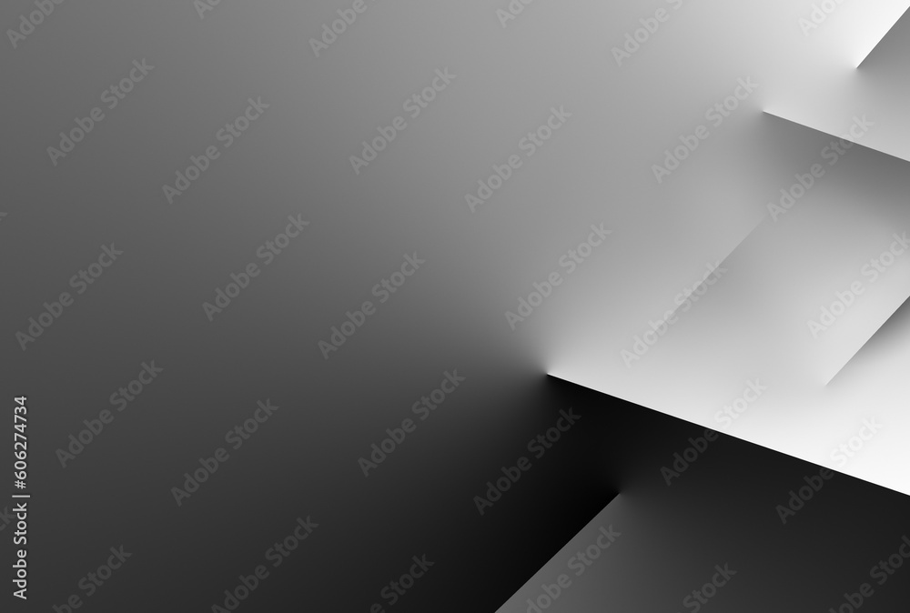Abstract black and white geometric background, 3D rendering. Computer digital drawing.