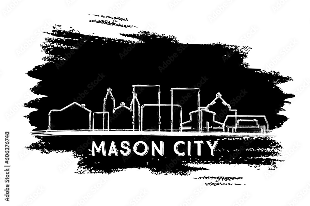 Mason City Iowa Skyline Silhouette. Hand Drawn Sketch. Business Travel and Tourism Concept with Modern Architecture.