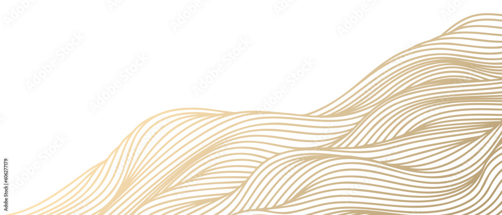 Vector abstract line art wavy flowing dynamic gold isolated on ...