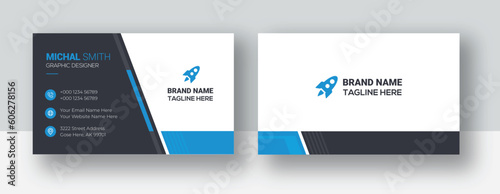 Modern creative business card design template | Double sided creative business card template | Corporate landscape orientation and horizontal layout