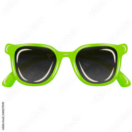 Green sunglasses watercolor . 