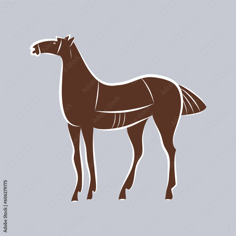 Obraz premium Hand drawing of graceful bay color mustang
