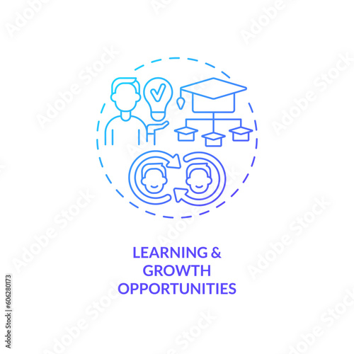 Learning and growth opportunities blue gradient concept icon. Professional development. Knowledge share. Collaboration community abstract idea thin line illustration. Isolated outline drawing