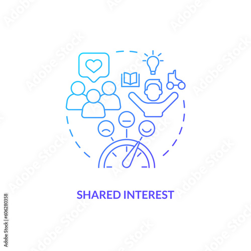Shared interests blue gradient concept icon. Common ground. Small community. People connection. Interpersonal relationship abstract idea thin line illustration. Isolated outline drawing