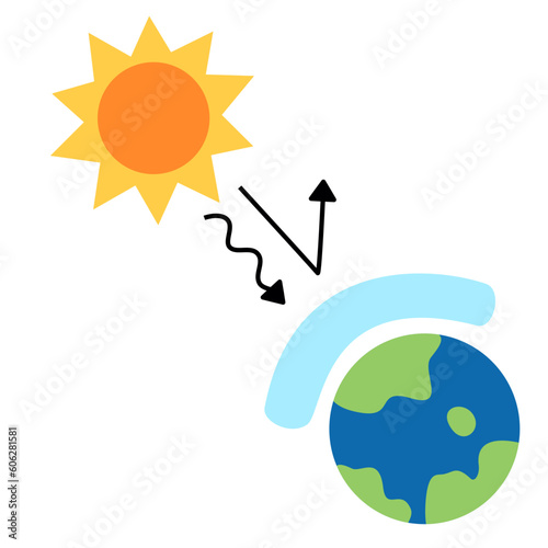 ozone Icon. earth icon. Symbol. Icon. Vector. Illustration. world ozone day celebration.. Climate change global warming. Ready to use. Easy to customize.