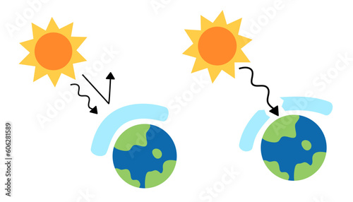 ozone Icon. Ozone hole. earth icon. Symbol. Icon. Vector. Illustration. world ozone day celebration. Climate change global warming. Ready to use. Easy to customize.