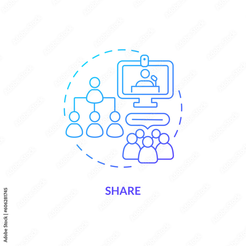 Share stories and experiences blue gradient concept icon. Safe space. Online conference. People together. Community support abstract idea thin line illustration. Isolated outline drawing Share stories and experiences blue gradient concept icon. Safe space. Online conference. People together. Community support abstract idea thin line illustration. Isolated outline drawing