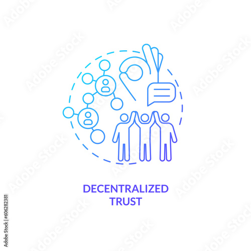 Decentralized trust blue gradient concept icon. People community. Direct access. Content creator. Support network. Social media abstract idea thin line illustration. Isolated outline drawing