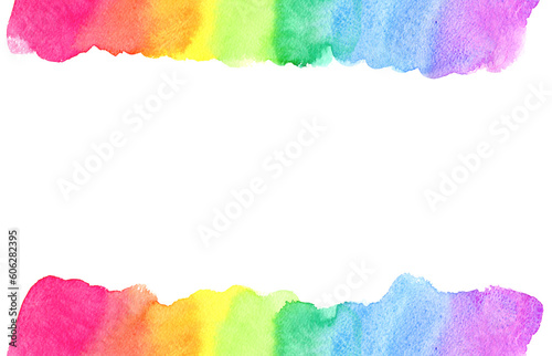 水彩による虹色のフレーム背景