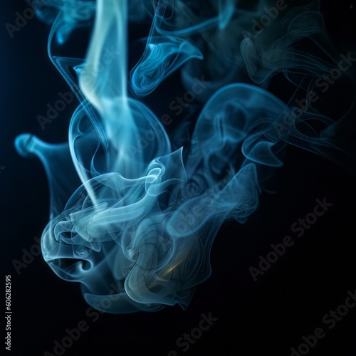 Rendering of Abstract Glowing Blue Smoke Generative Illustration