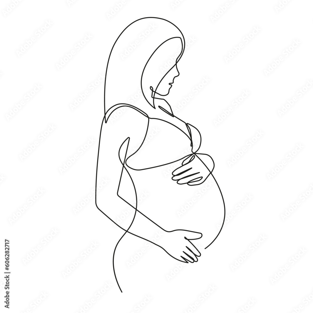 Pregnant Woman Abstract Line Art Drawing. Pregnancy Concept Modern Trendy Linear Style. Pregnant Female Silhouette Abstract Simple Illustration. Happy Woman Minimalist Beauty Drawing. Vector EPS 10 Pregnant Woman Abstract Line Art Drawing. Pregnancy Concept Modern Trendy Linear Style. Pregnant Female Silhouette Abstract Simple Illustration. Happy Woman Minimalist Beauty Drawing. Vector EPS 10