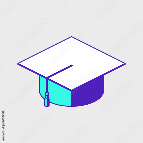 Graduation cap isometric vector illustration