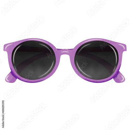 Purple sunglasses watercolor . 