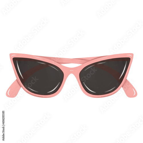 Pink sunglasses watercolor . 