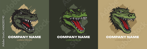 Сrocodile Logo Set. Alligator Premium Vector Design Illustration.