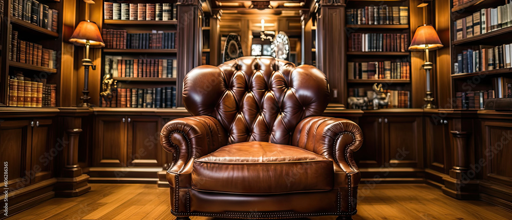 Rich leather chesterfield armchair
