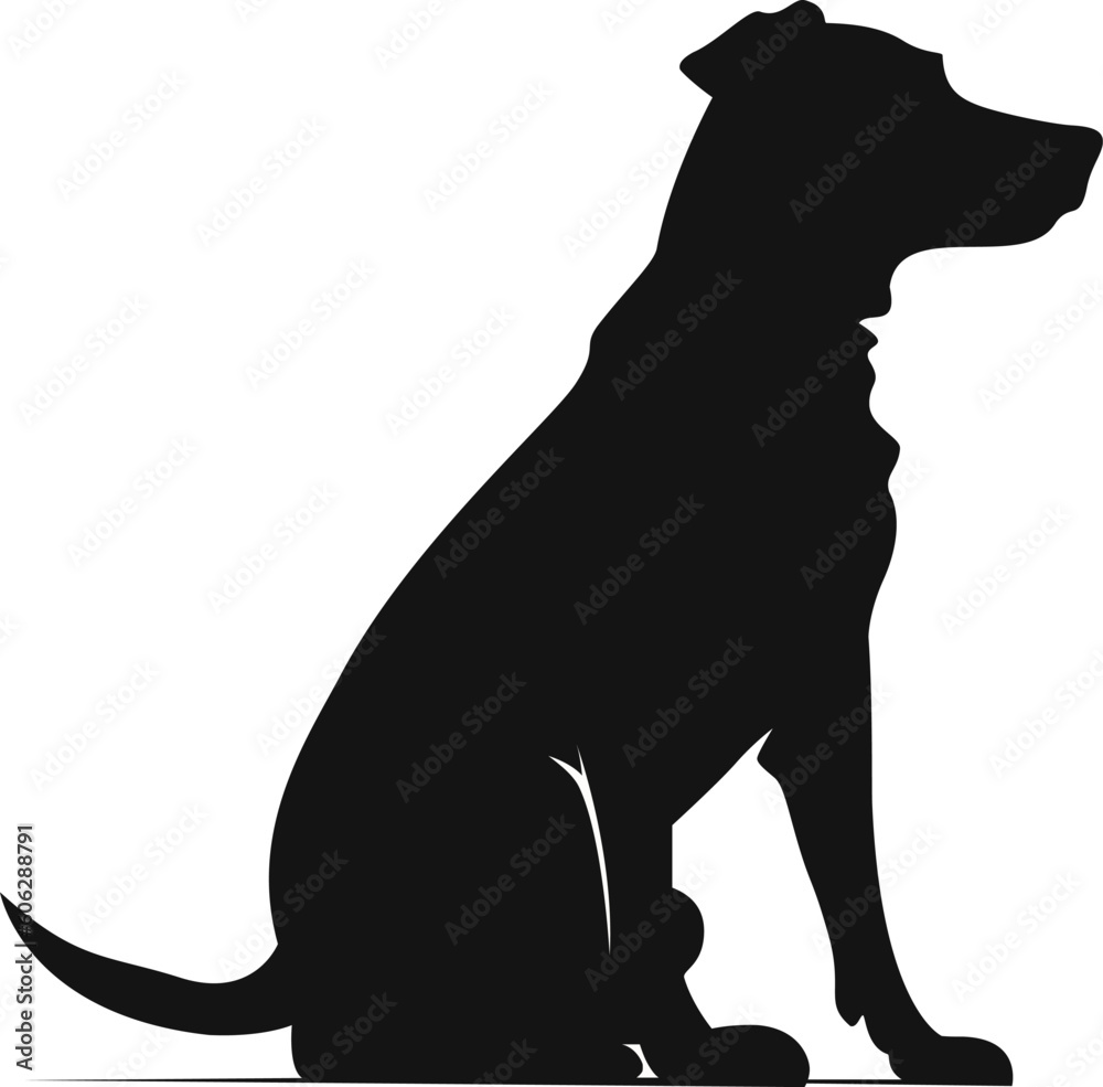 Furious Pet Dog Silhouette Black and White Classic Vector Furious Pet Dog Silhouette Black and White Classic Vector