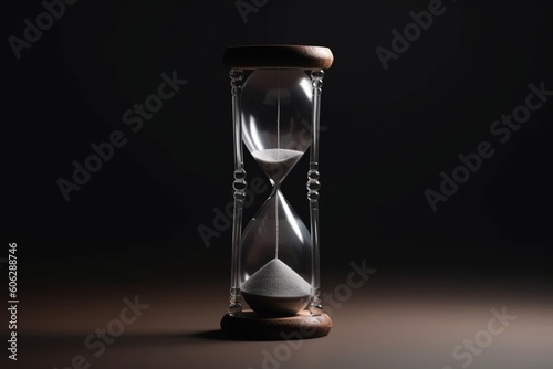 Hourglass as time passing concept for business deadline urgency and running out of time,