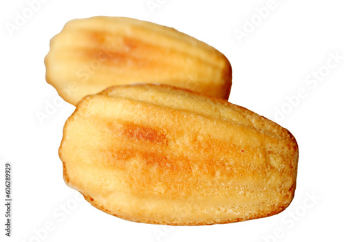 Quadro su tela Pair of Mouthwatering Petite Madeleine Cakes Isolated on Transparent Background,