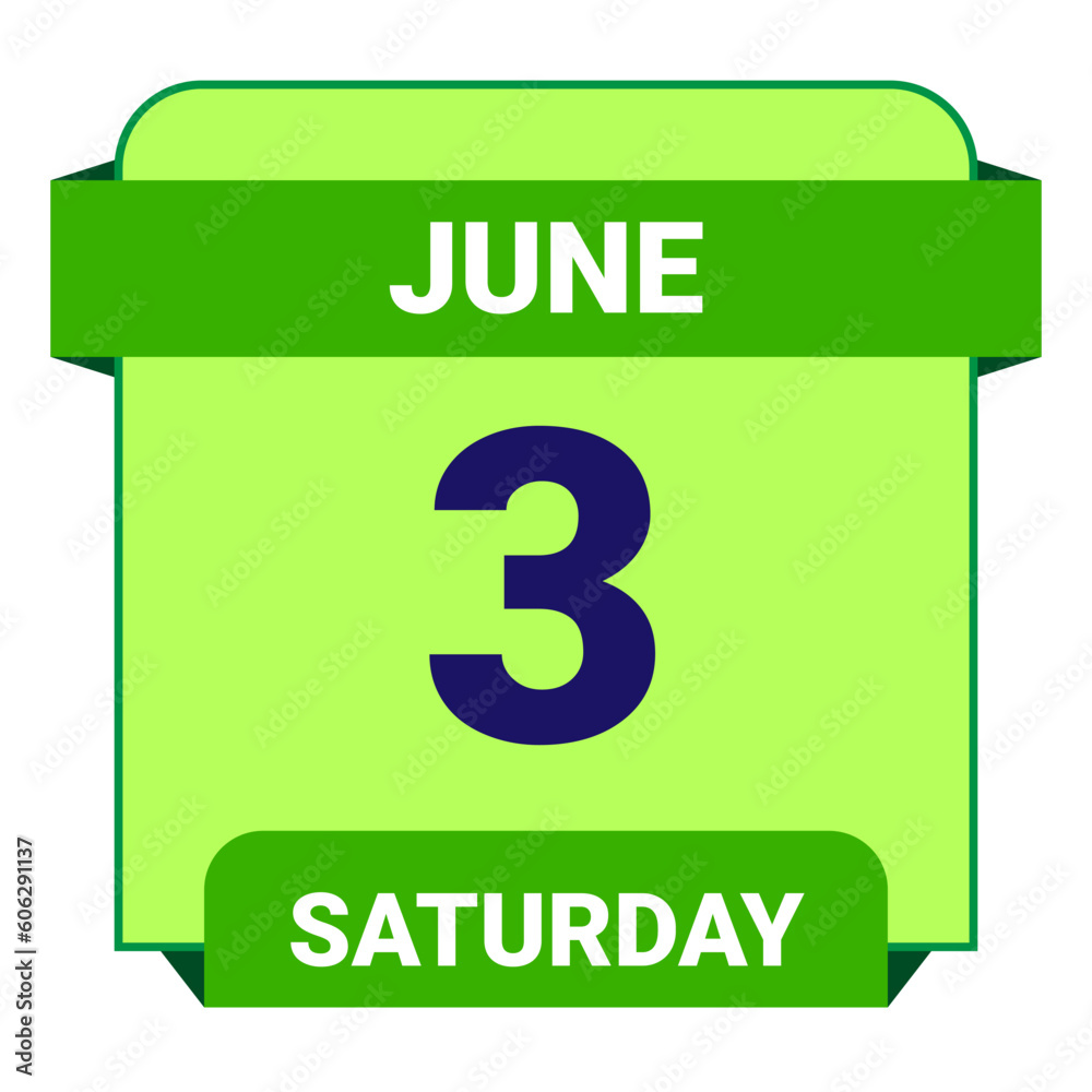 3 June, Saturday. Date template. Useful design for calendar or event promotion. Vector illustration EPS 10 File. Isolated on white background. 3 June, Saturday. Date template. Useful design for calendar or event promotion. Vector illustration EPS 10 File. Isolated on white background.