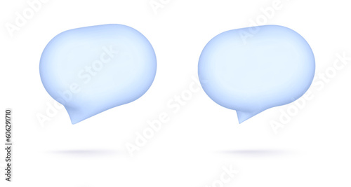 Set of blue vector 3d speech bubble with shadow isolated on white background. Vector illustration for postcard, banner, web, design, arts.