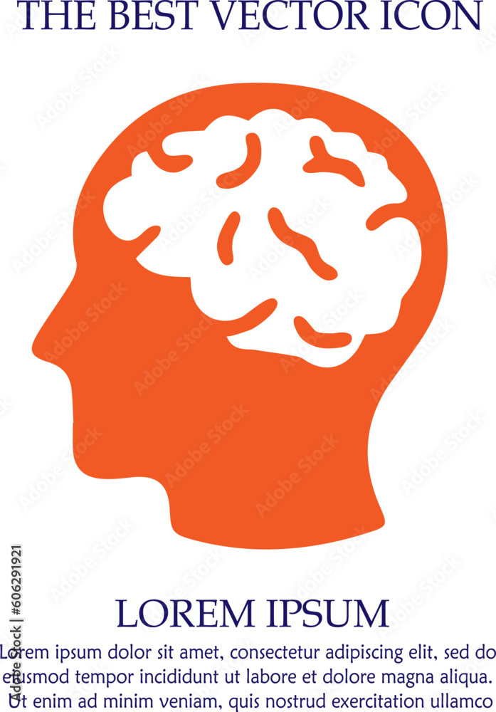 Head with brain vector icon eps 10. Simple isolated illustration. Head with brain vector icon eps 10. Simple isolated illustration.